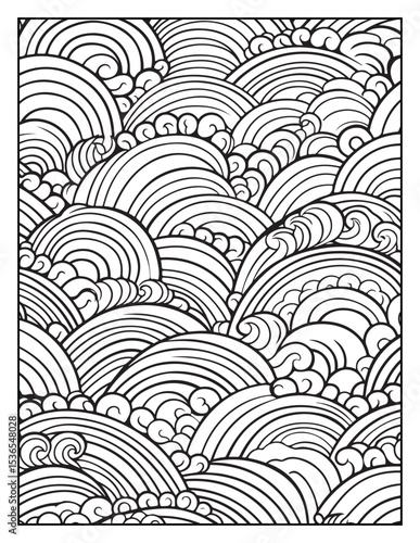 Mindful Patterns Coloring Pages For Adults & Teens, black and white, line art, illustration, bold and easy coloring page, bold & easy coloring book, stress relief ,coloring book, coloring page