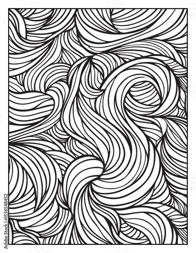 Mindful Patterns Coloring Pages For Adults & Teens, black and white, line art, illustration, bold and easy coloring page, bold & easy coloring book, stress relief ,coloring book, coloring page
