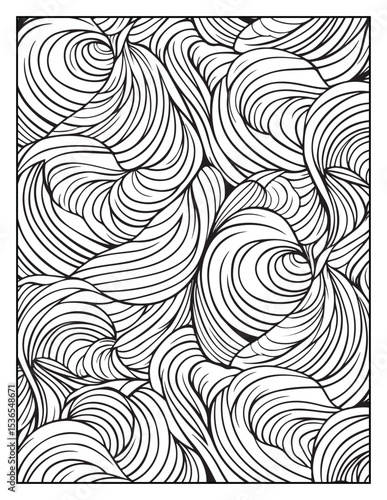 Mindful Patterns Coloring Pages For Adults & Teens, black and white, line art, illustration, bold and easy coloring page, bold & easy coloring book, stress relief ,coloring book, coloring page