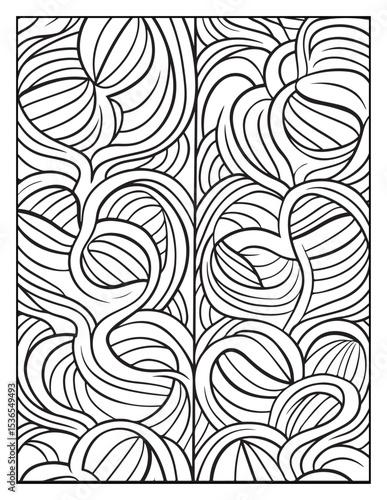 Mindful Patterns Coloring Pages For Adults & Teens, black and white, line art, illustration, bold and easy coloring page, bold & easy coloring book, stress relief ,coloring book, coloring page