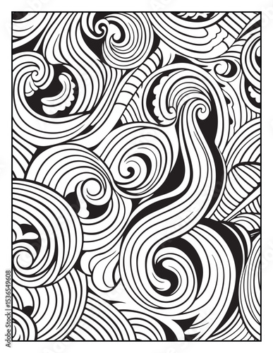 Mindful Patterns Coloring Pages For Adults & Teens, black and white, line art, illustration, bold and easy coloring page, bold & easy coloring book, stress relief ,coloring book, coloring page