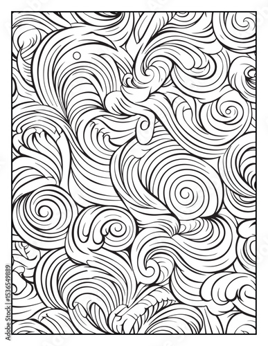 Mindful Patterns Coloring Pages For Adults & Teens, black and white, line art, illustration, bold and easy coloring page, bold & easy coloring book, stress relief ,coloring book, coloring page