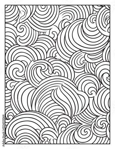 Mindful Patterns Coloring Pages For Adults & Teens, black and white, line art, illustration, bold and easy coloring page, bold & easy coloring book, stress relief ,coloring book, coloring page