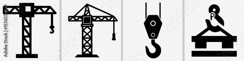 Tower crane vector icon. Crane hook vector icon. Construction Crane.