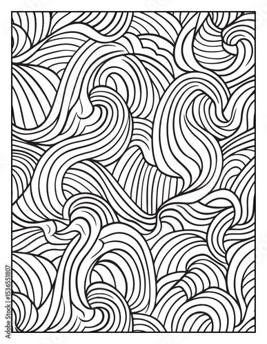 Mindful Patterns Coloring Pages For Adults & Teens, black and white, line art, illustration, bold and easy coloring page, bold & easy coloring book, stress relief ,coloring book, coloring page