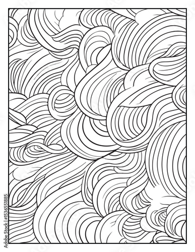 Mindful Patterns Coloring Pages For Adults & Teens, black and white, line art, illustration, bold and easy coloring page, bold & easy coloring book, stress relief ,coloring book, coloring page