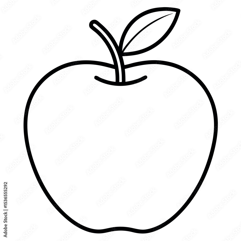 Minimal Line Art Vector Illustration of Apple on White Background Minimal Line Art Vector Illustration of Apple on White Background