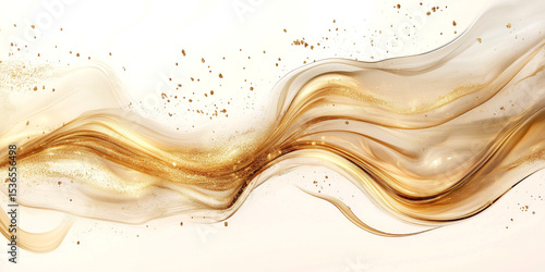 Beautiful an Abstract Art Piece Featuring Swirling Golden Specks or Particles, Reminiscent of Being Gently Carried by the Wind