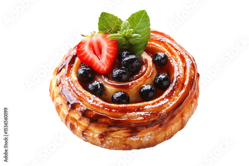 Danish Pastry with fruits Transparent Background