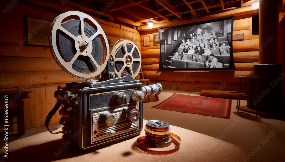 Fototapeta premium Retro film projector setup, Ai generated image