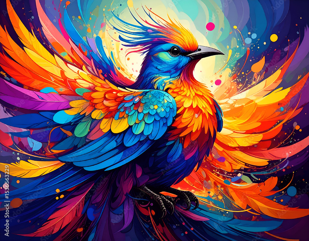 Fototapeta premium abstract colorful background with bird