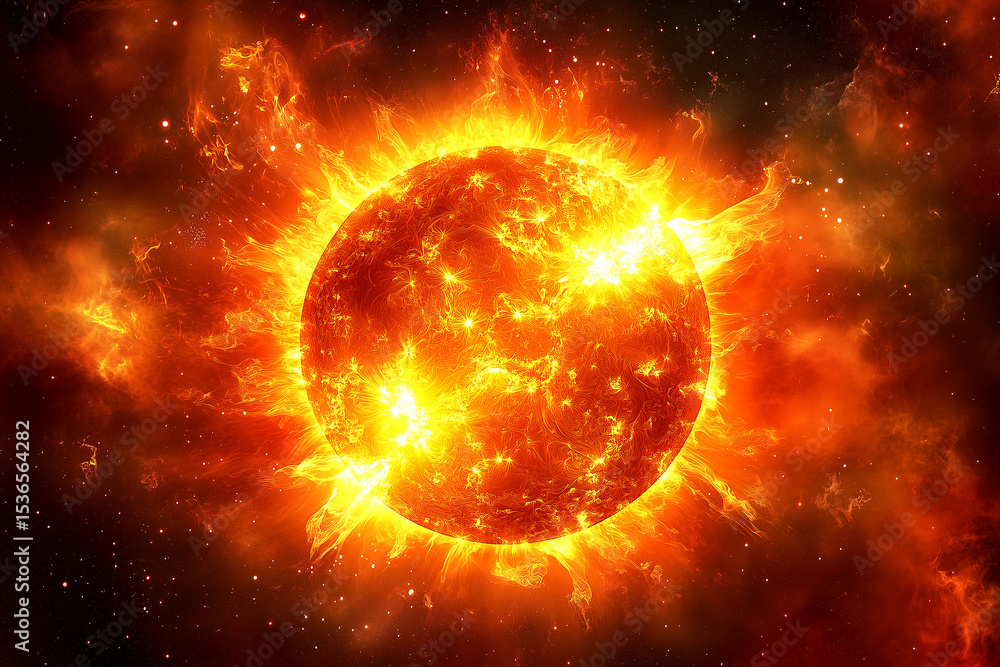 Obraz premium Exclusive Should Depict the Sun as the Central and Dominant Subject, Showcasing Its Vibrant Circular Form