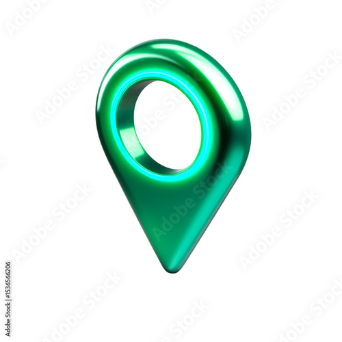 3D Render of a Glowing Green Location Pin Icon