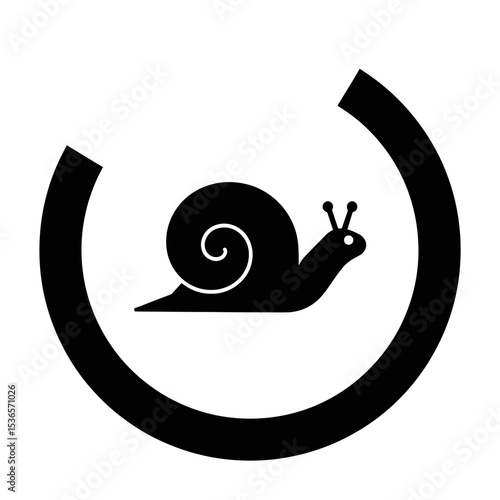Snail silhouette inside circular progress indicator, concept of slow progress