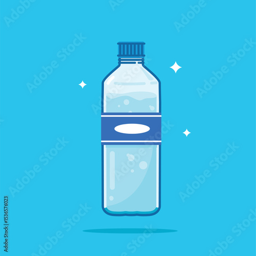 Plastic water bottles, healthy blue drinking water packaged in 380ml PET bottles with standard shape, recyclable and easy to store liquids.