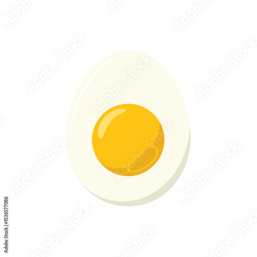 A Simple Minimalist Illustration of a Hard-Boiled Egg Cut in Half