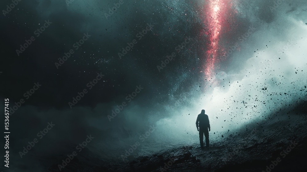 Fototapeta premium Mysterious figure landscape