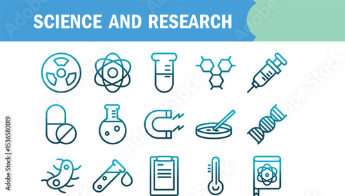 Science and Research A Collection of Line Icons for Medical, Chemistry, and Scientific Projects