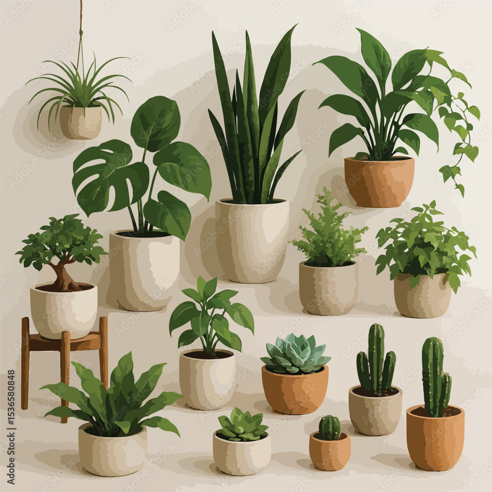 Vibrant Indoor Houseplants A Collection of Potted Plants Vibrant Indoor Houseplants A Collection of Potted Plants