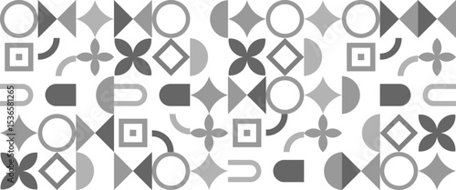 Brutalist and Memphis Inspired Abstract Shapes background, Modern Swiss Graphic Design with Minimalist Geometric Elements and Organic Forms, Monochrome