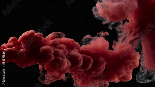 Red and grey ink swirling in water