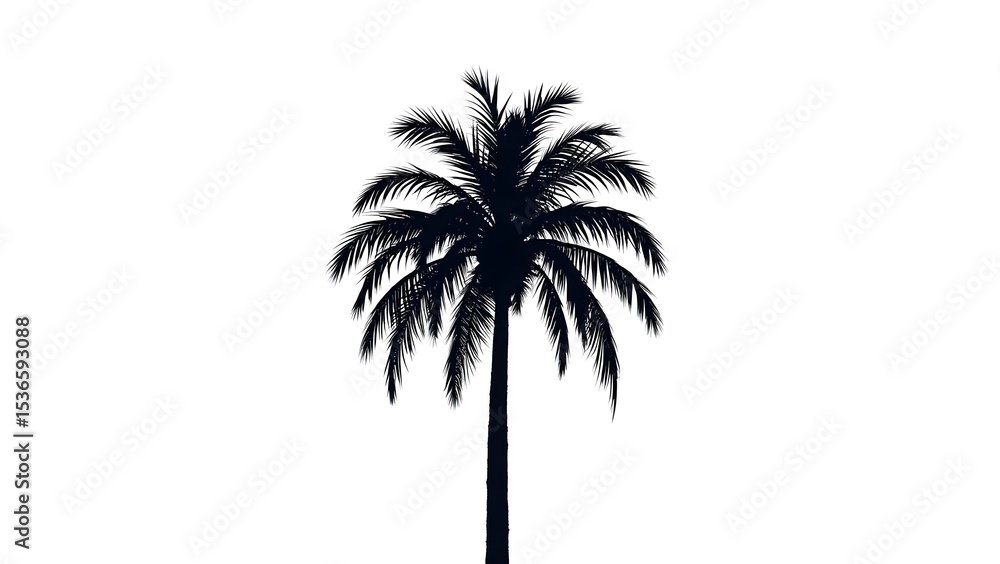 Obraz premium Detailed Palm Tree Cutout on White Background for Print and Digital Use