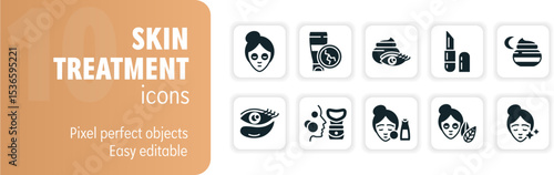 Skincare routine icons featuring women applying beauty products