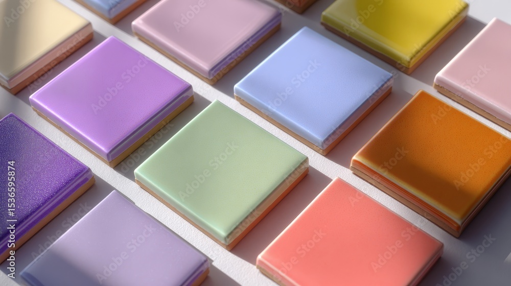 Fototapeta premium Pastel Colored Tiles: A Stunning Display of Soft Hues