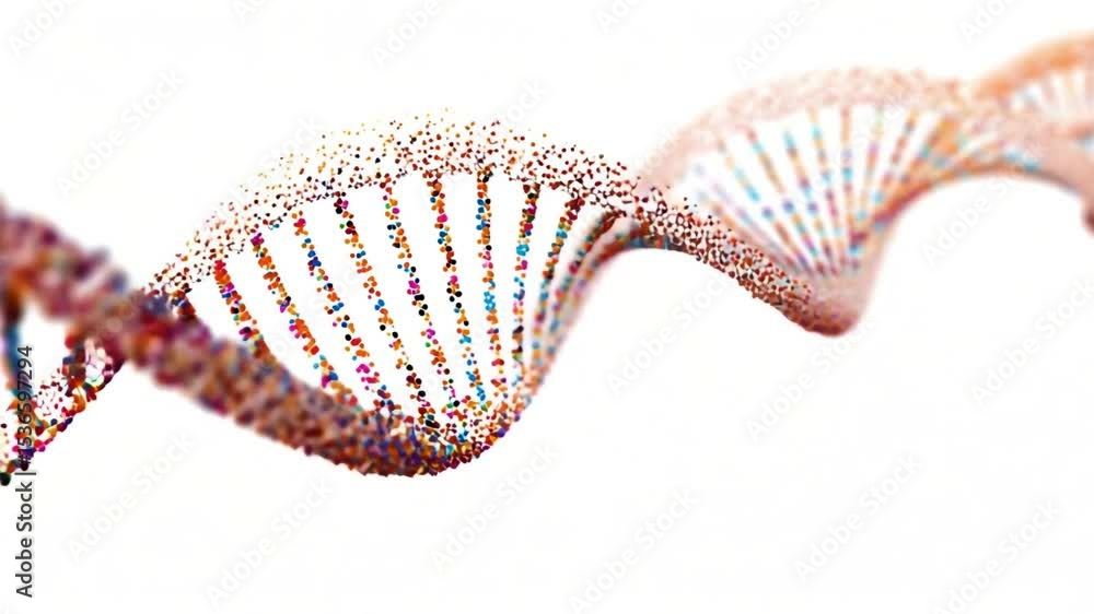 Colorful Rotating DNA Helix on White Background