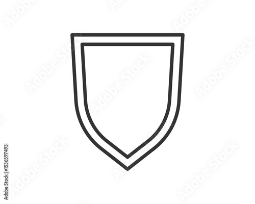 A minimalist line drawing of a classic shield. Represents protection, security, and safety. Perfect for symbolizing defense, strength or online security.