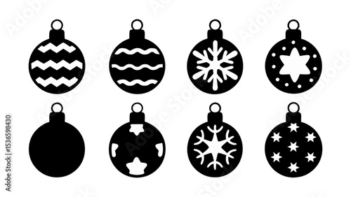 set of christmas ball silhouette vector on tranparent background