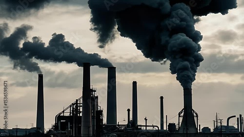 Industrial pollution from factory chimneys