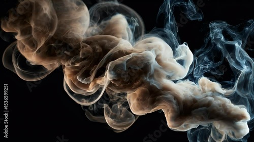 Abstract smoke swirls on black background