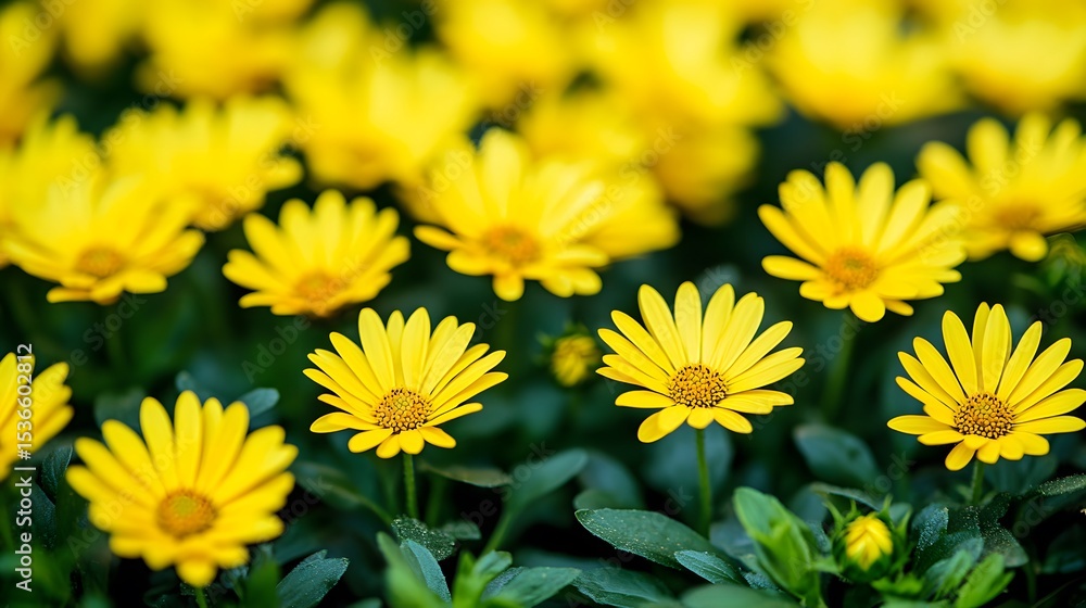 Obraz premium Vibrant Yellow Daisy Flowers Close Up Photography