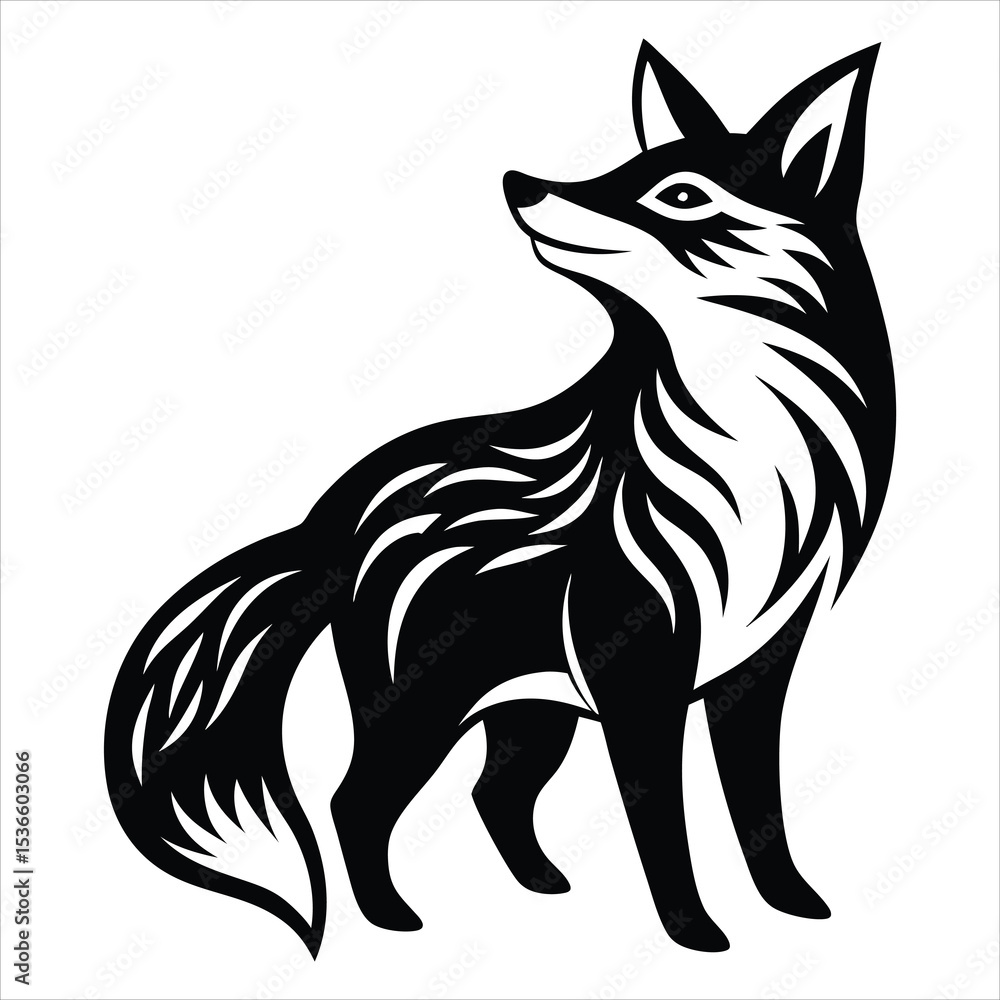 fox silhouette, Fox Vector Illustration, Fox creative vector design on a white background fox silhouette, Fox Vector Illustration, Fox creative vector design on a white background