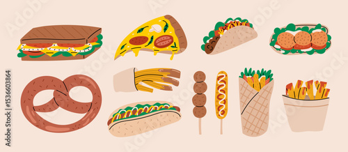 Fast food illustration set