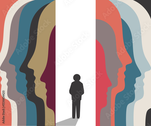 Man exploring inside mind illustration