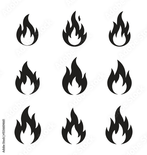 Fire flames set. Fire vector icon