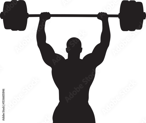 Weightlifter Bodybuilder Lifting Barbell Strength Training Silhouette