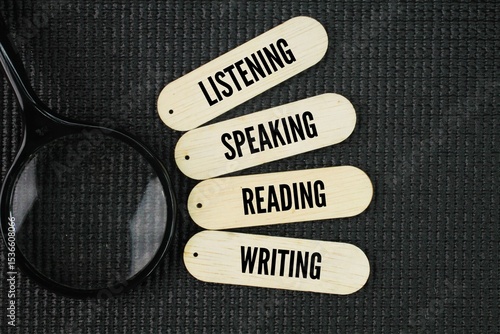 Fotografie The four macro skills are listening, speaking, reading, and writing