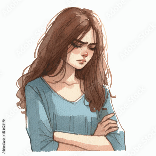 Still Life: Mood woman in a bad mood isolated watercolor vector illustration svg