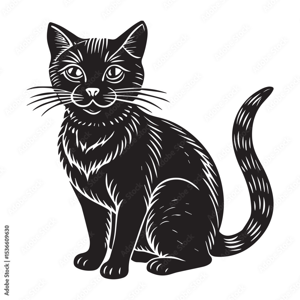 Obraz premium Cat illustration vector logo sticker silhouette 