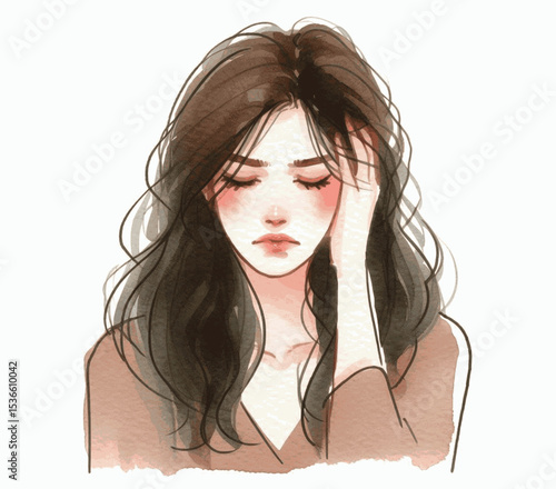 Storm Wash woman in a bad mood isolated watercolor vector illustration svg