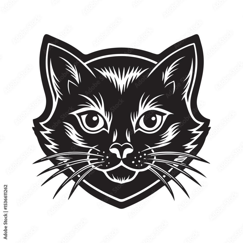 Obraz premium Cat illustration vector logo sticker silhouette 