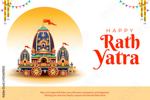 Chariot of Lord Jagannath, Balabhadra and Subhadra on annual Rathayatra in Odisha festival background