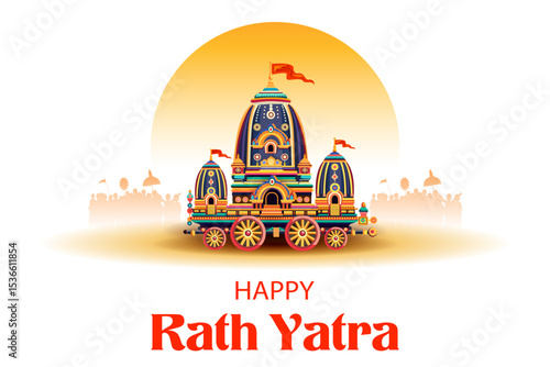 Chariot of Lord Jagannath, Balabhadra and Subhadra on annual Rathayatra in Odisha festival background