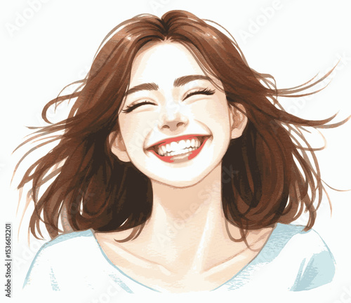 Sunnyside Soul very happy woman isolated watercolor vector illustration svg