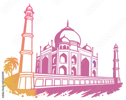 Colorful Watercolor Silhouettes of World Famous Landmarks