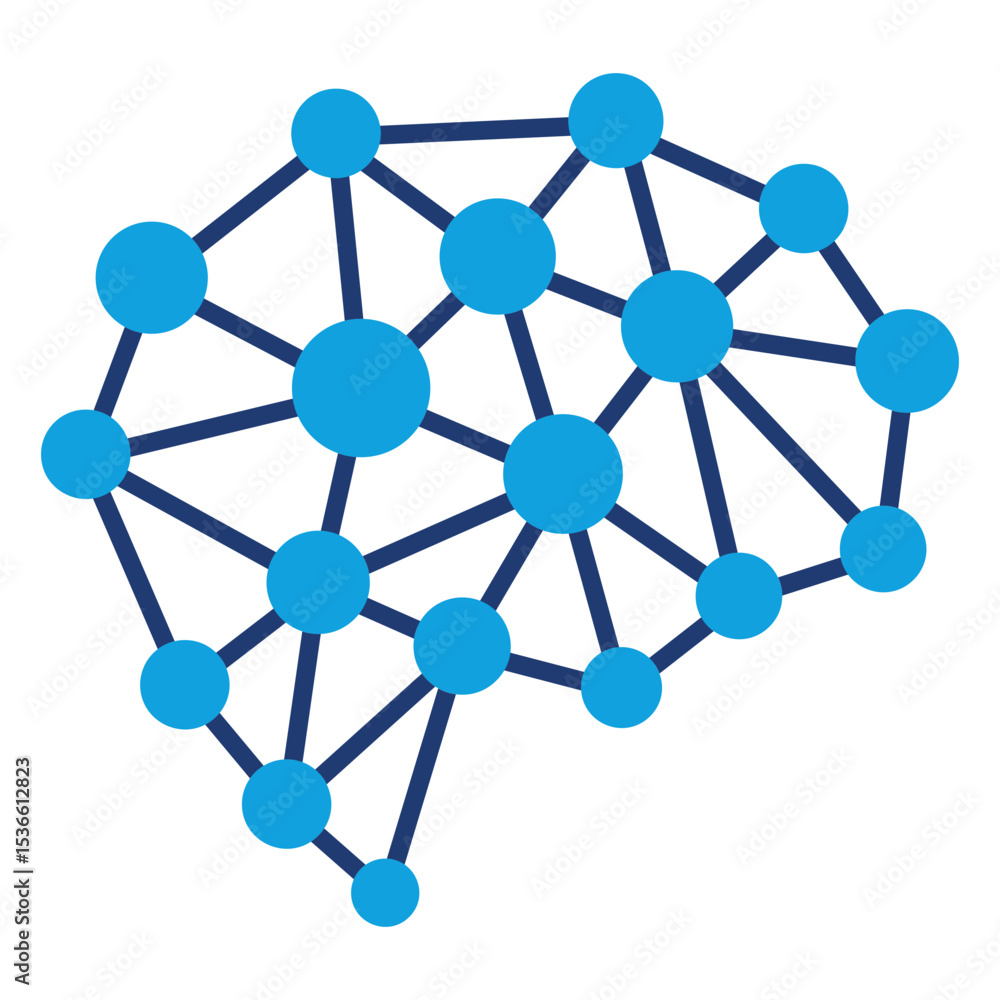 Neural Network Flat Blue Icon Neural Network Flat Blue Icon