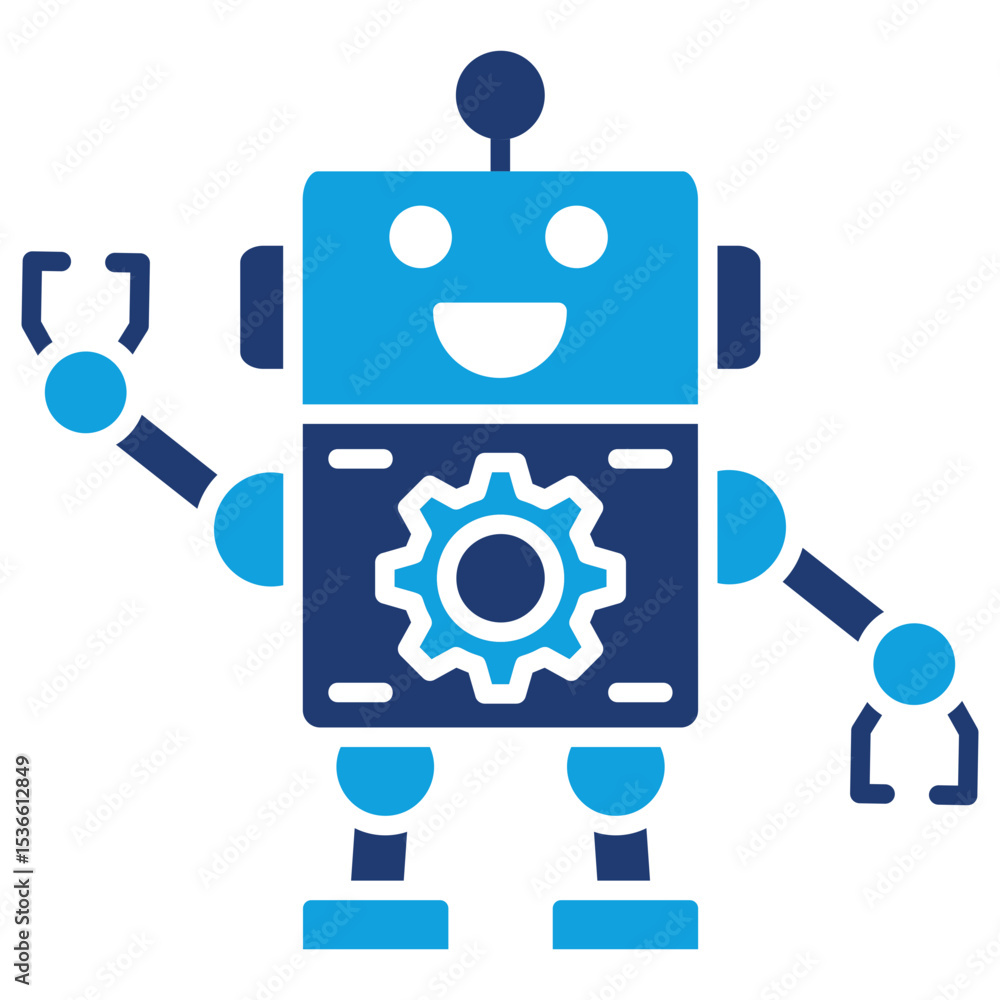 Fototapeta premium Robot Flat Blue Icon